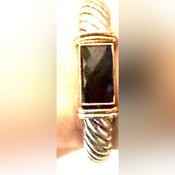 Bracelet Smokey Quartz Faceted Stone Gold & Imitation Rhodium Overlay/Retro Chic - Picture 3 of 5